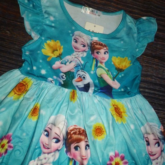 Boutique Frozen Elsa Ana Olaf Girls Dress - Picture 2 of 3